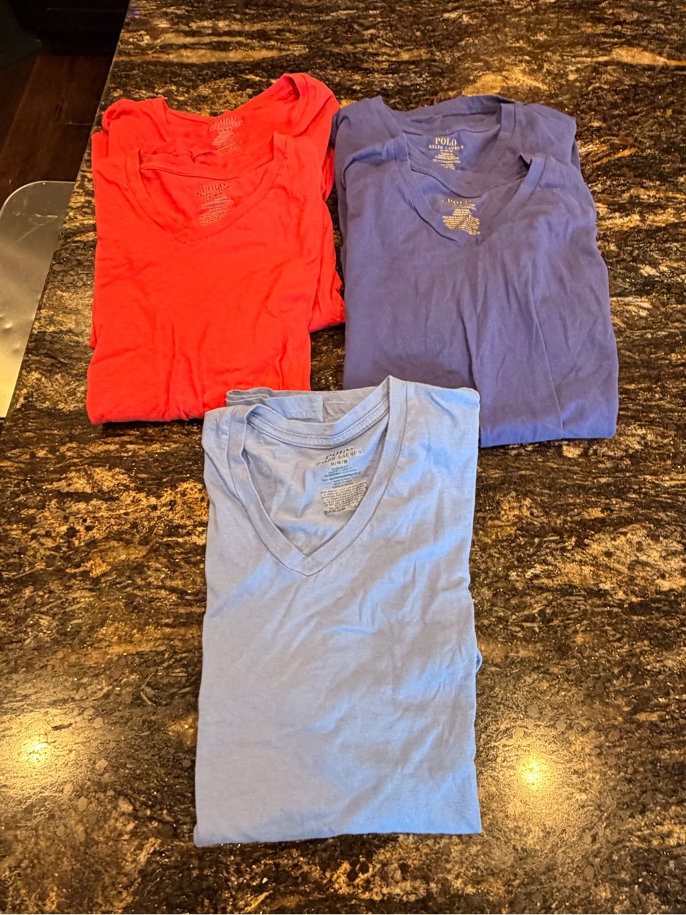 Polo by Ralph Lauren Mens V-Neck Tees - Red, Blue, Light Blue M 5 total